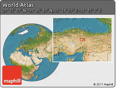 Satellite Location Map of the Area around 39° 30' 19" N, 35° 46' 29" E