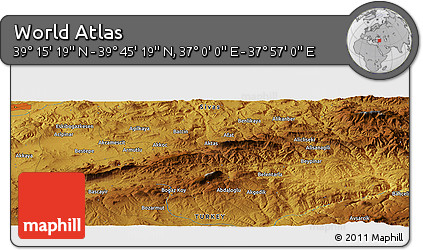Physical Panoramic Map of the Area around 39° 30' 19" N, 37° 28' 30" E