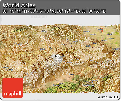 Satellite 3D Map of the Area around 39° 30' 19" N, 39° 10' 29" E