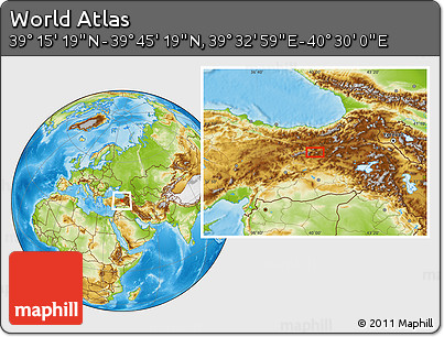 Physical Location Map of the Area around 39° 30' 19" N, 40° 1' 29" E
