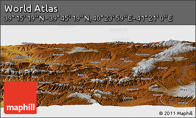 Physical Panoramic Map of the Area around 39° 30' 19" N, 40° 52' 30" E
