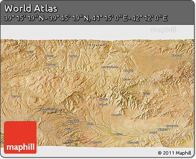 Satellite 3D Map of the Area around 39° 30' 19" N, 41° 43' 30" E