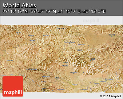 Satellite 3D Map of the Area around 39° 30' 19" N, 41° 43' 30" E