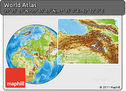 Physical Location Map of the Area around 39° 30' 19" N, 41° 43' 30" E