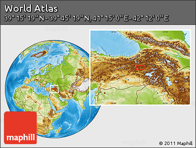 Physical Location Map of the Area around 39° 30' 19" N, 41° 43' 30" E