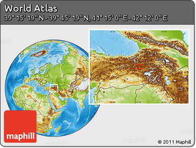 Physical Location Map of the Area around 39° 30' 19" N, 41° 43' 30" E