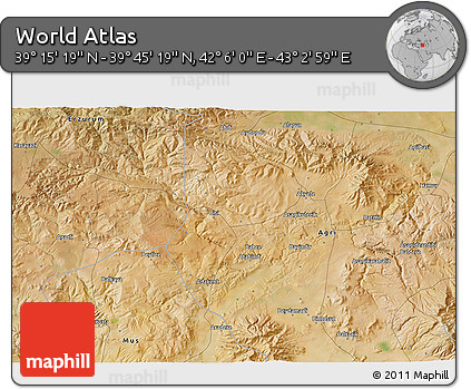 Satellite 3D Map of the Area around 39° 30' 19" N, 42° 34' 30" E