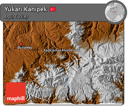 Physical 3D Map of Yukarı Kanipek