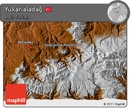Physical 3D Map of Yukarıaladağ