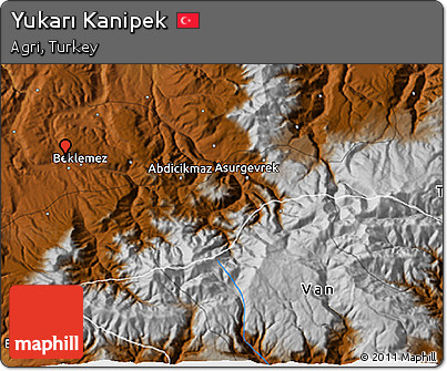 Physical 3D Map of Yukarı Kanipek