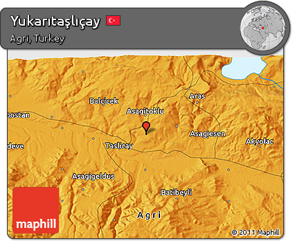 Political 3D Map of Yukarıtaşlıçay