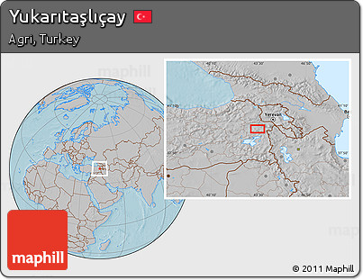 Gray Location Map of Yukarıtaşlıçay, hill shading