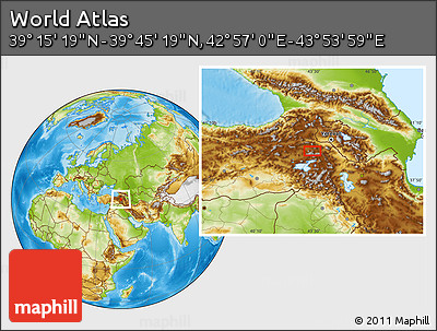 Physical Location Map of the Area around 39° 30' 19" N, 43° 25' 29" E