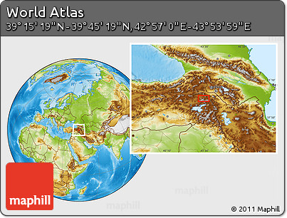 Physical Location Map of the Area around 39° 30' 19" N, 43° 25' 29" E