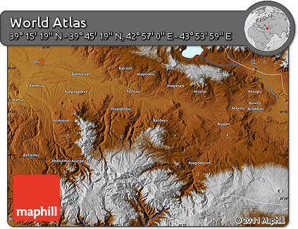 Physical Map of the Area around 39° 30' 19" N, 43° 25' 29" E