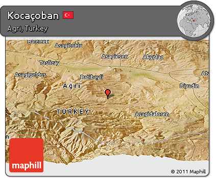 Satellite Panoramic Map of Kocaçoban