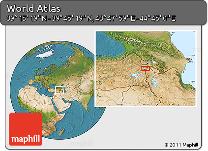 Satellite Location Map of the Area around 39° 30' 19" N, 44° 16' 29" E