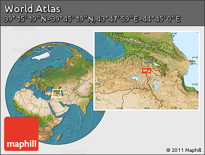 Satellite Location Map of the Area around 39° 30' 19" N, 44° 16' 29" E
