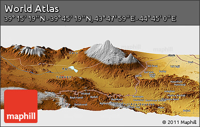 Physical Panoramic Map of the Area around 39° 30' 19" N, 44° 16' 29" E