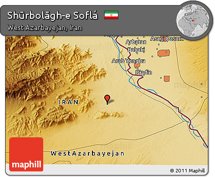 Physical 3D Map of Shūrbolāgh-e Soflá