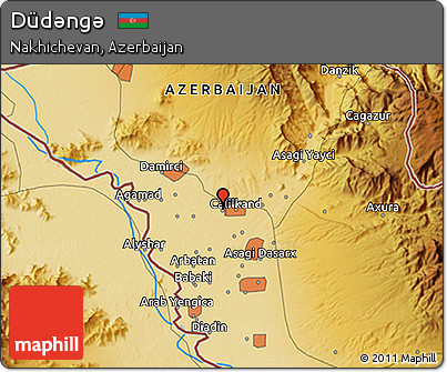 Physical 3D Map of Düdǝngǝ