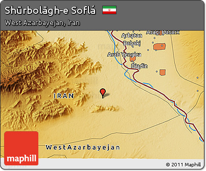 Physical 3D Map of Shūrbolāgh-e Soflá