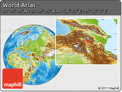 Physical Location Map of the Area around 39° 30' 19" N, 45° 7' 30" E