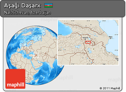 Shaded Relief Location Map of Aşağı Daşarx