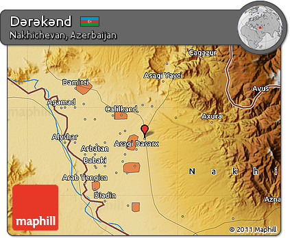 Physical Map of Dǝrǝkǝnd