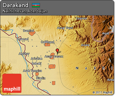 Physical Map of Dǝrǝkǝnd