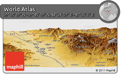 Physical Panoramic Map of the Area around 39° 30' 19" N, 45° 7' 30" E
