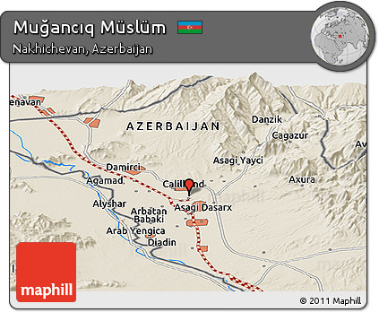 Shaded Relief Panoramic Map of Muğancıq Müslüm