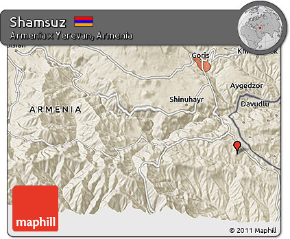 Shaded Relief 3D Map of Shamsuz
