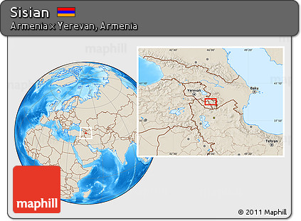 Shaded Relief Location Map of Sisian