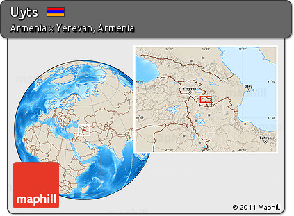 Shaded Relief Location Map of Uyts