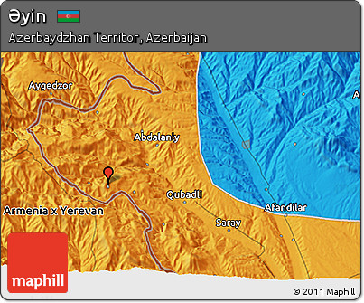 Political 3D Map of Əyin