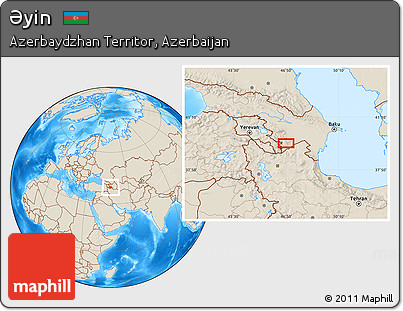 Shaded Relief Location Map of Əyin