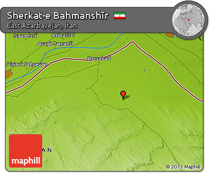 Physical 3D Map of Sherkat-e Bahmanshīr