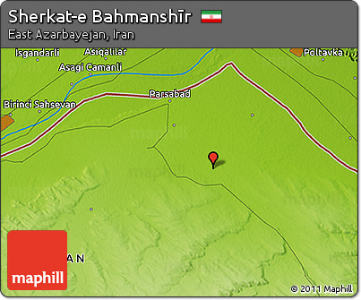 Physical 3D Map of Sherkat-e Bahmanshīr