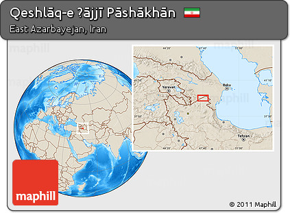 Shaded Relief Location Map of Qeshlāq-e Ḩājjī Pāshākhān