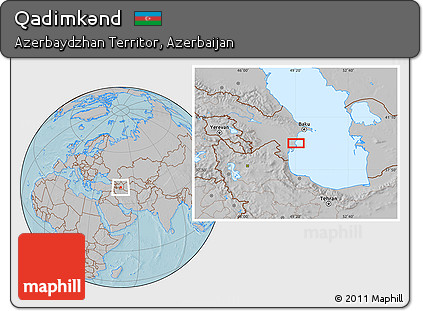 Gray Location Map of Qadimkǝnd, hill shading