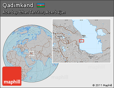 Gray Location Map of Qadimkǝnd, hill shading