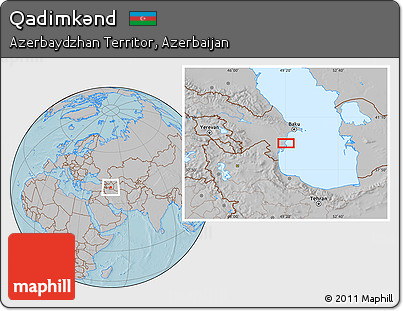 Gray Location Map of Qadimkǝnd, hill shading