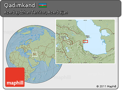 Savanna Style Location Map of Qadimkǝnd, hill shading