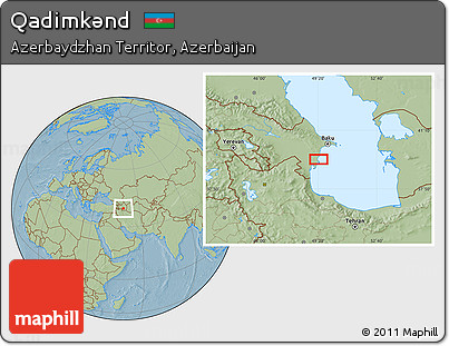 Savanna Style Location Map of Qadimkǝnd, hill shading