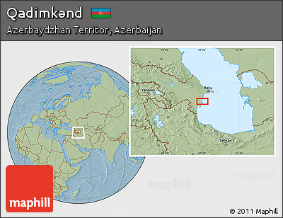 Savanna Style Location Map of Qadimkǝnd, hill shading