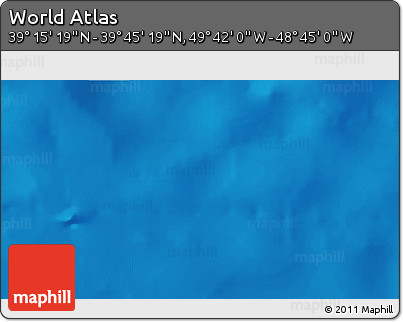 Shaded Relief 3D Map of the Area around 39° 30' 19" N, 49° 13' 30" W