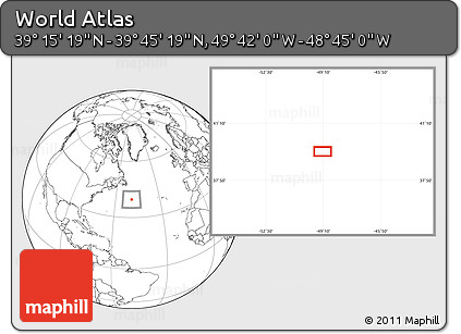 Blank Location Map of the Area around 39° 30' 19" N, 49° 13' 30" W