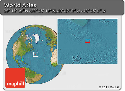 Satellite Location Map of the Area around 39° 30' 19" N, 49° 13' 30" W