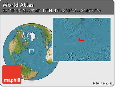 Satellite Location Map of the Area around 39° 30' 19" N, 49° 13' 30" W